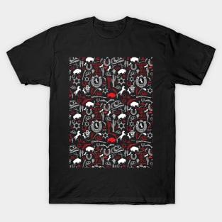 Cowboy wild west western pattern vintage style red - white T-Shirt